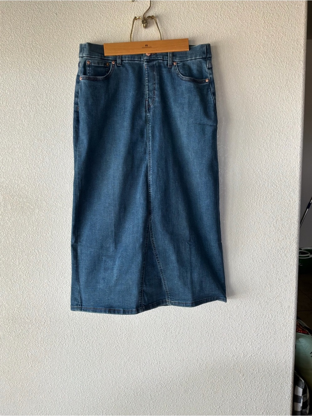 Women's Dark Blue Denim Maxi Skirt - Classic Straight Style